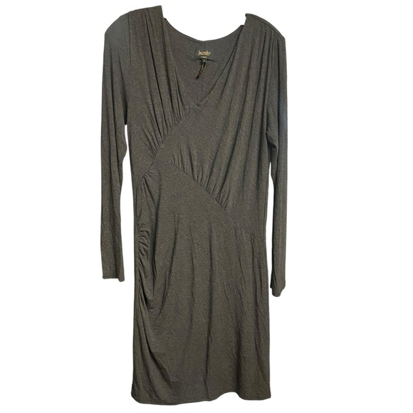 Laundry by Shelli Segal Ruched Fitted Long Sleeve Knit Dress Size M Gray Bodycon - Picture 2 of 8